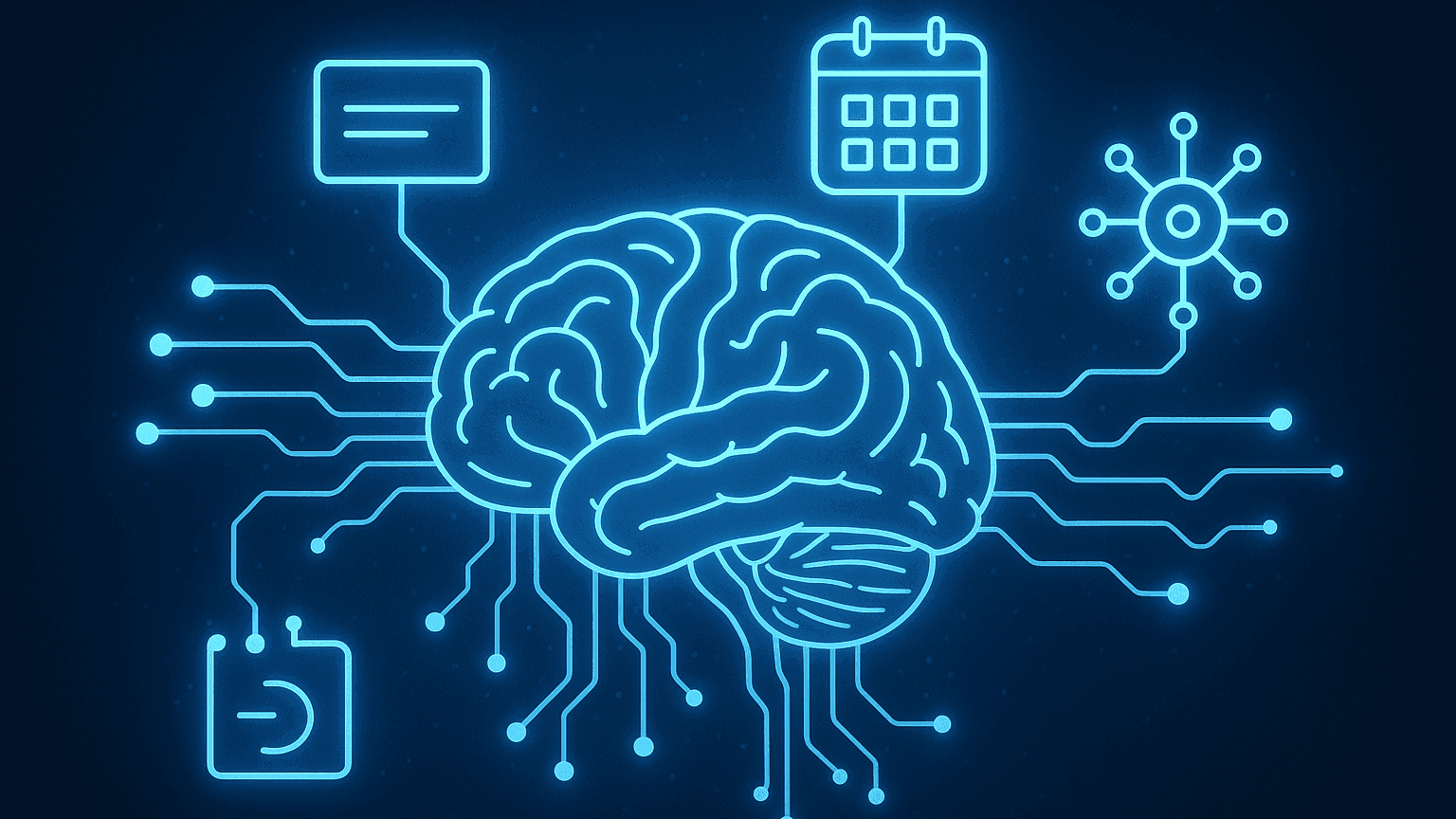 How to Study Smarter, Not Harder (With AI Support). An abstract illustration of a brain connected to digital circuits and floating icons for study tools, symbolizing AI-enhanced learning techniques.