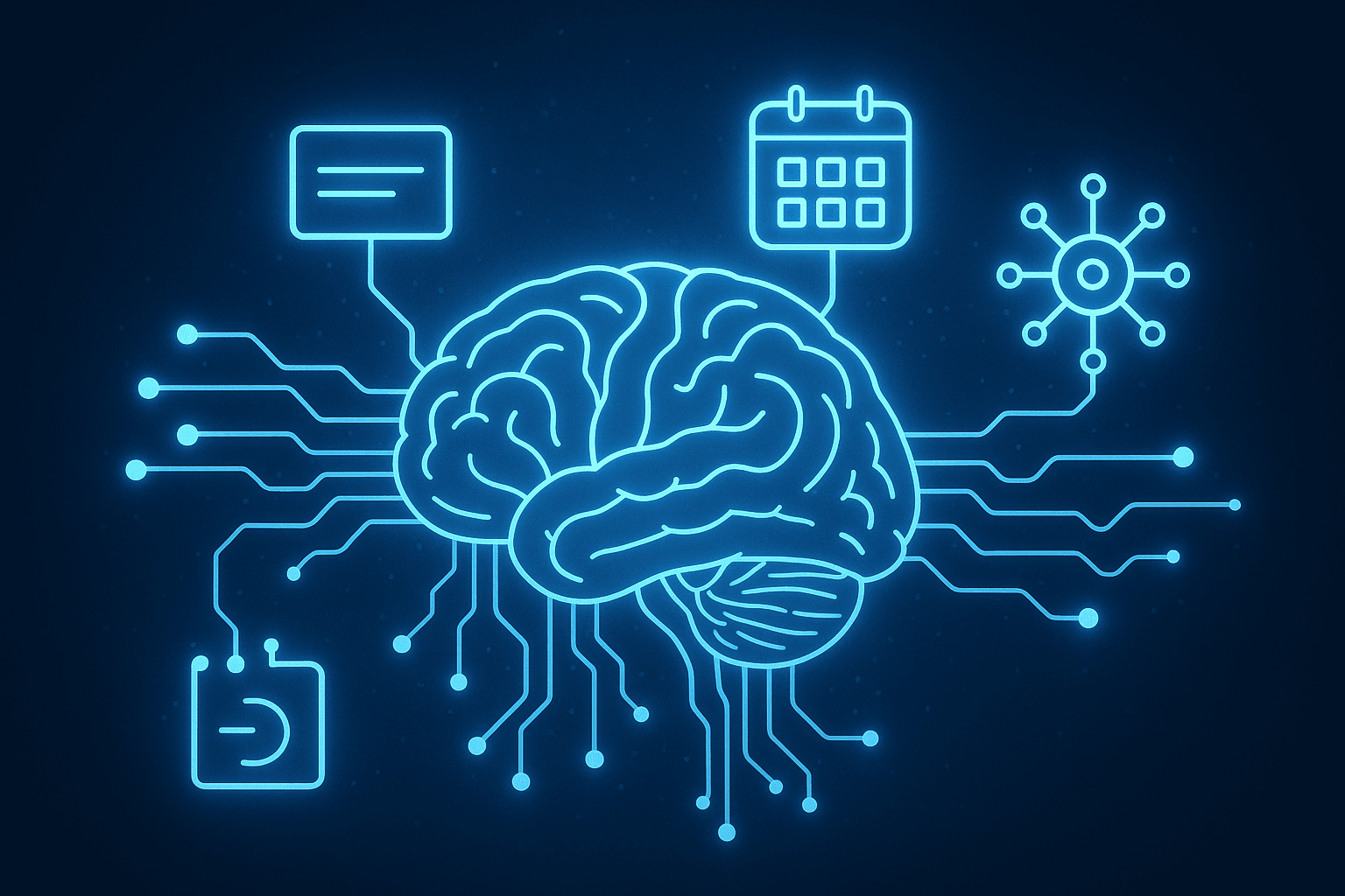 How to Study Smarter, Not Harder (With AI Support). An abstract illustration of a brain connected to digital circuits and floating icons for study tools, symbolizing AI-enhanced learning techniques.